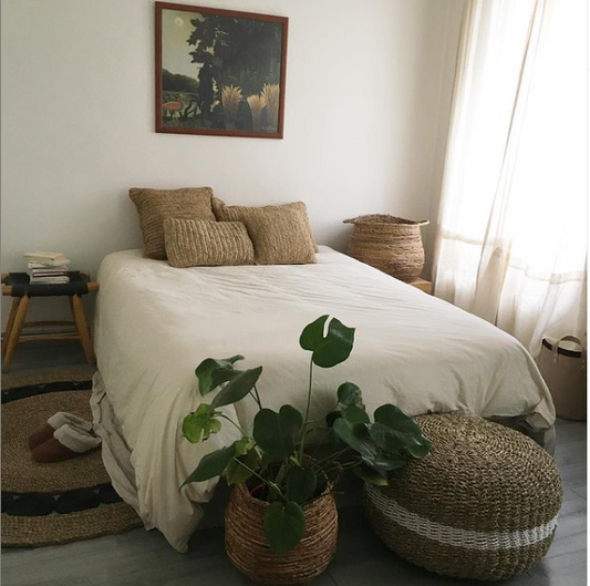 TAPIS ROND BOHÈME EN FIBRES NATURELLES - Terre-ébène
