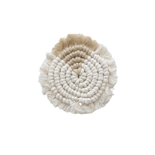 Dessous de verre macramé blanc