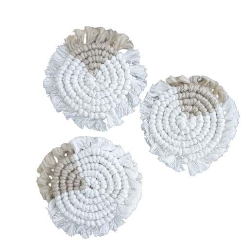 Dessous de verre macramé blanc