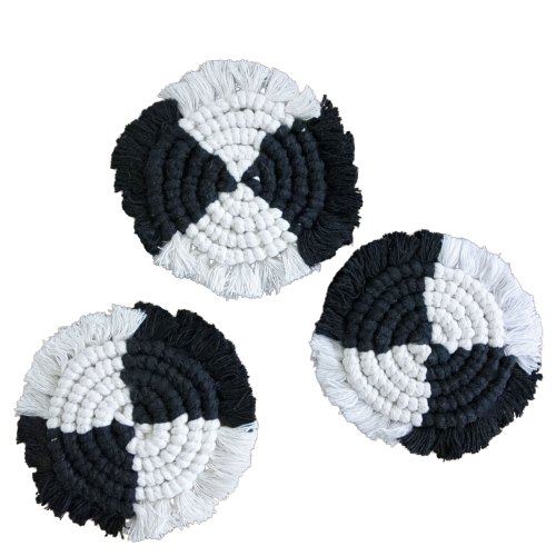 Dessous de verre macramé noir