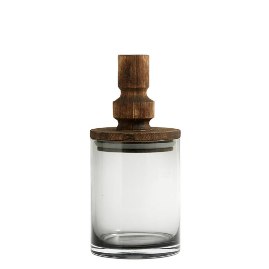 Bocal en verre avec couvercle en bois