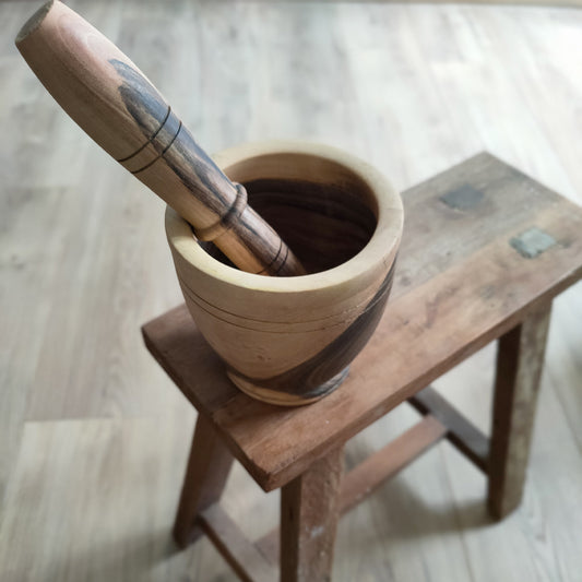 Mortier avec pilon bois d'olivier
