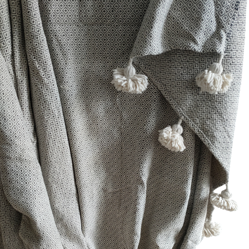 Plaid pompons 100% coton motif