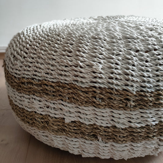 Pouf jonc de mer blanc