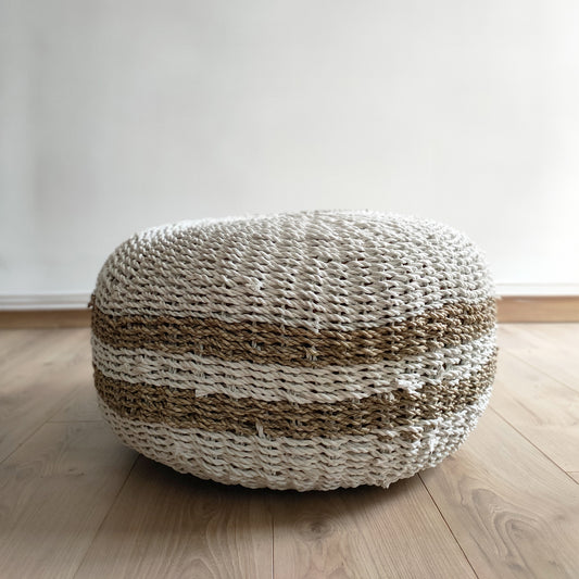 Pouf jonc de mer blanc